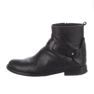 Tory Burch black leather moto ankle boots